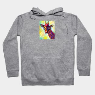 Giraffe in Glasses - Fun Surrealist Pop Art Painting Hoodie